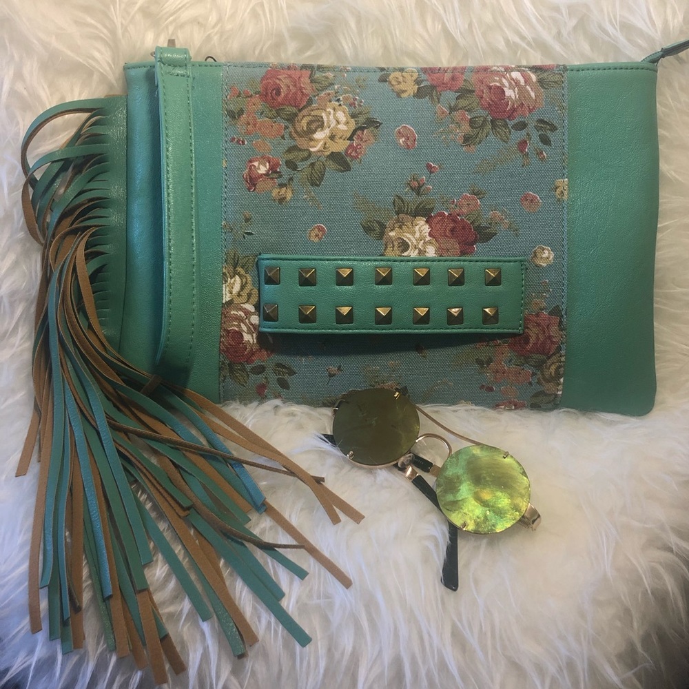 Fringe Flower Clutch NWT